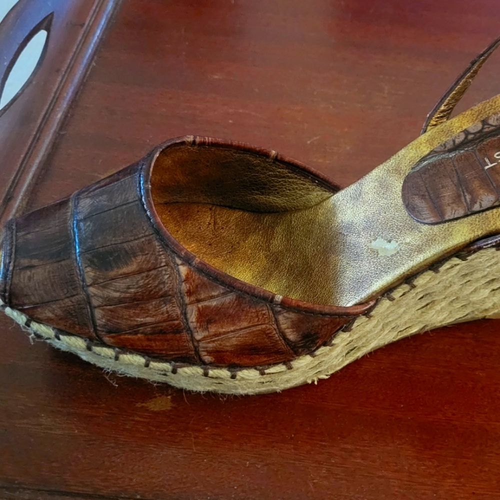 Nine West Espadrille Peep toe Ankle Strap Wedge